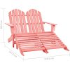 Adirondackstol med fotpall 2-sits granträ rosa vidaXL – miniatyr 8