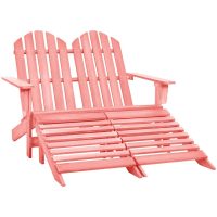 Adirondackstol med fotpall 2-sits granträ rosa vidaXL