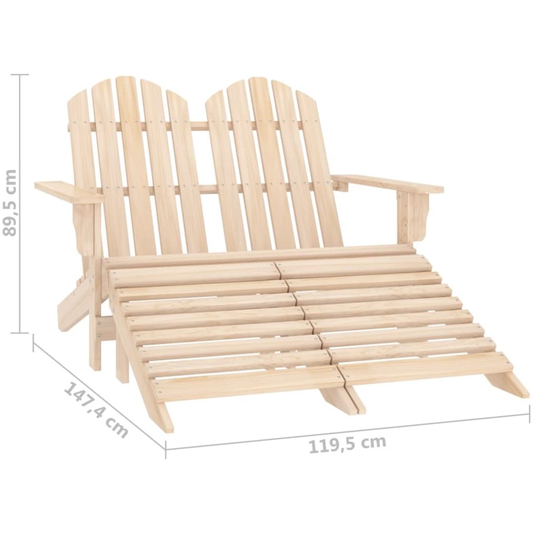 Adirondackstol med fotpall 2-sits granträ vidaXL – bild 8