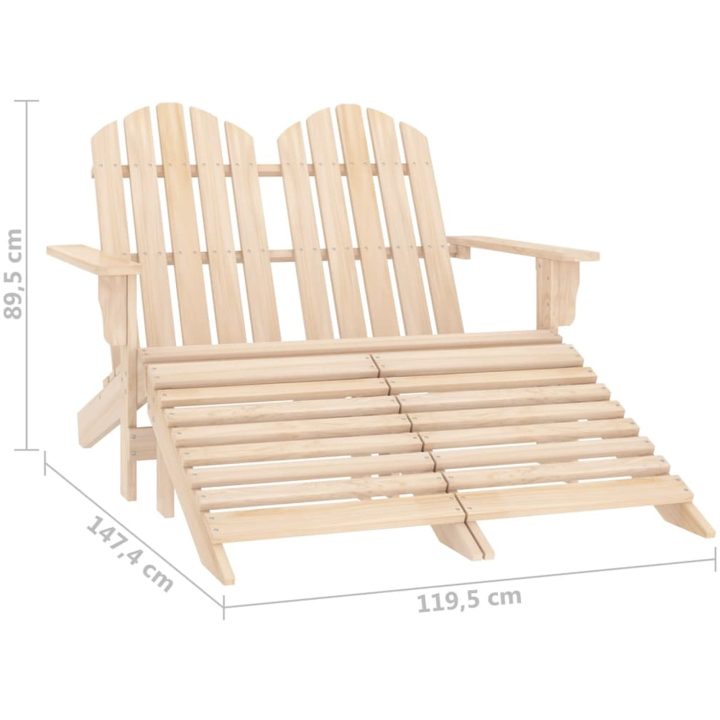Adirondackstol med fotpall 2-sits granträ vidaXL – bild 8