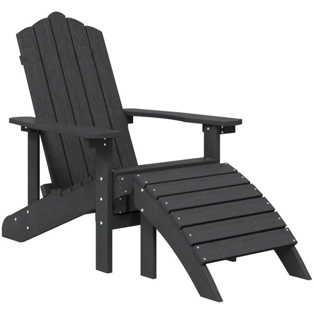 Adirondackstol med fotpall HDPE antracit vidaXL – bild 2
