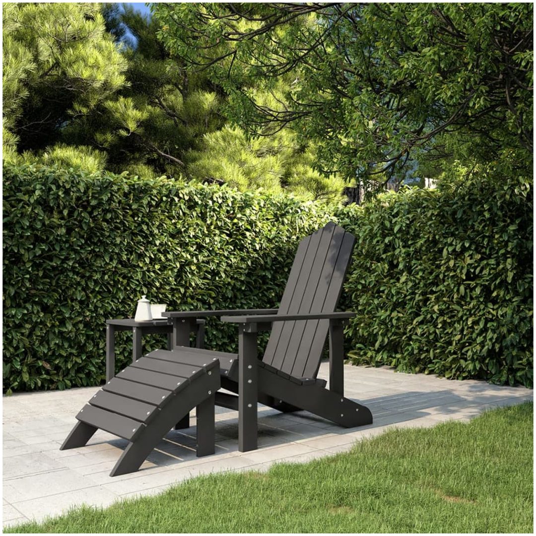 Adirondackstol med fotpall HDPE antracit vidaXL