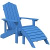 Adirondackstol med fotpall HDPE aquablå vidaXL – miniatyr 2
