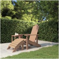 Adirondackstol med fotpall HDPE brun vidaXL