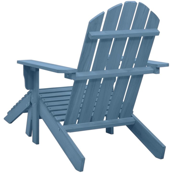 Adirondackstol med fotpall massivt granträ blå vidaXL – bild 4