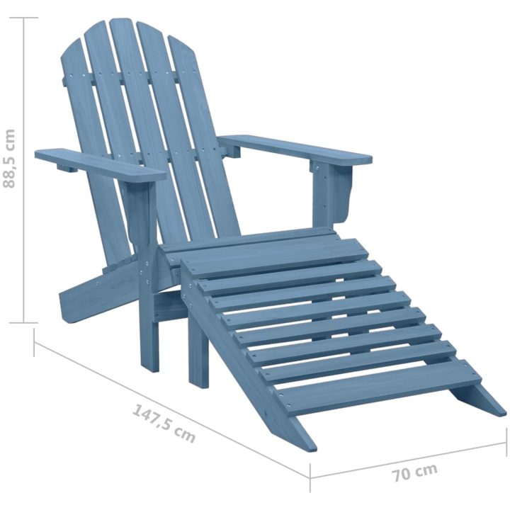 Adirondackstol med fotpall massivt granträ blå vidaXL – bild 8