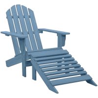 Adirondackstol med fotpall massivt granträ blå vidaXL