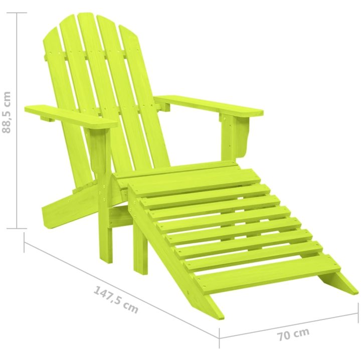 Adirondackstol med fotpall massivt granträ grön vidaXL – bild 8