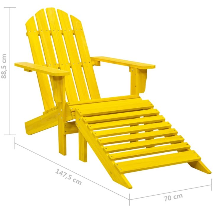 Adirondackstol med fotpall massivt granträ gul vidaXL – bild 8