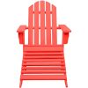 Adirondackstol med fotpall massivt granträ röd vidaXL – miniatyr 2