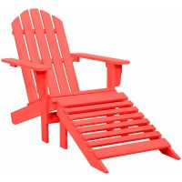Adirondackstol med fotpall massivt granträ röd vidaXL