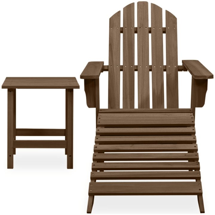 Adirondackstol med fotpall och bord massivt granträ brun vidaXL – bild 2