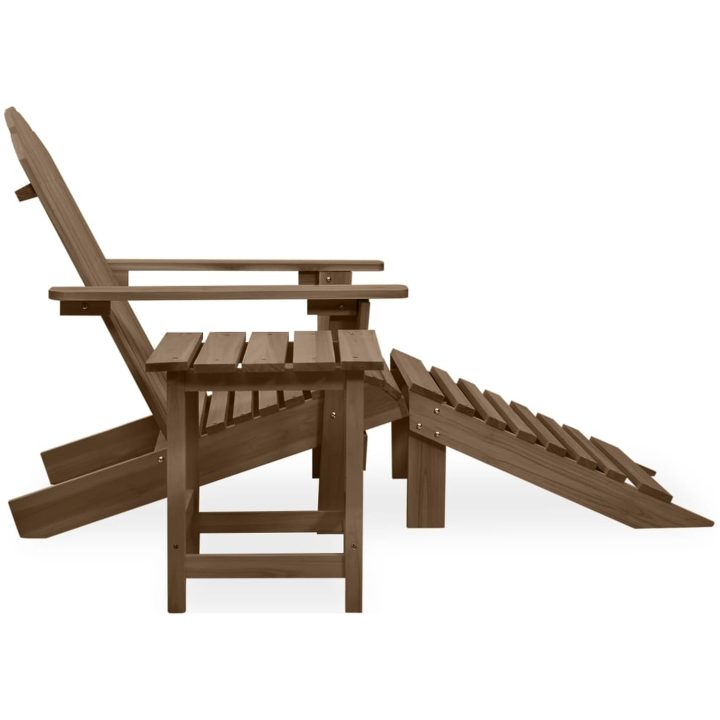 Adirondackstol med fotpall och bord massivt granträ brun vidaXL – bild 3