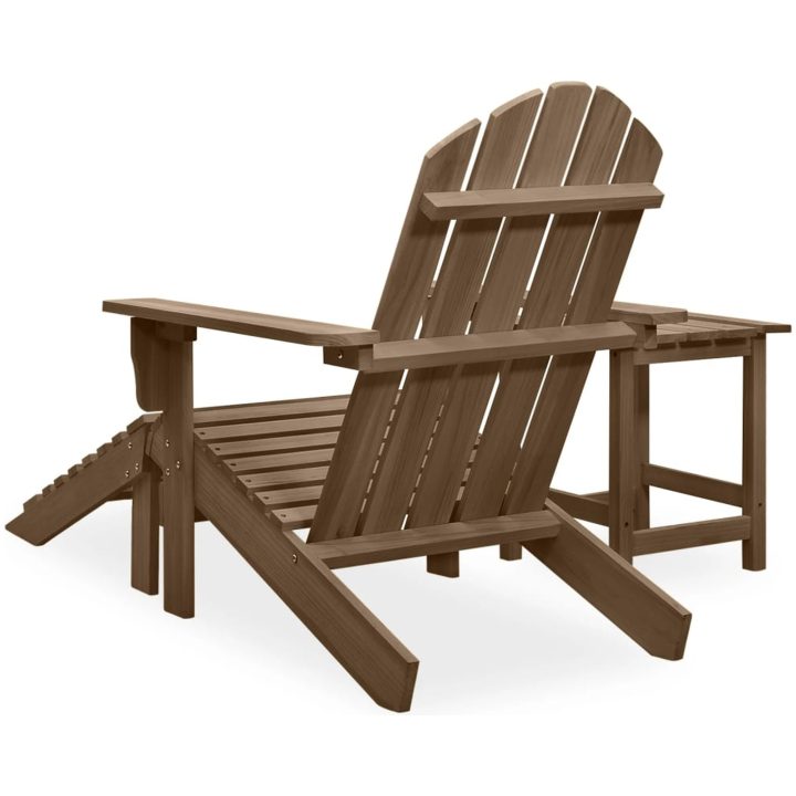 Adirondackstol med fotpall och bord massivt granträ brun vidaXL – bild 4