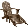 Adirondackstol med fotpall och bord massivt granträ brun vidaXL – miniatyr 5