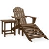 Adirondackstol med fotpall och bord massivt granträ brun vidaXL – miniatyr 1