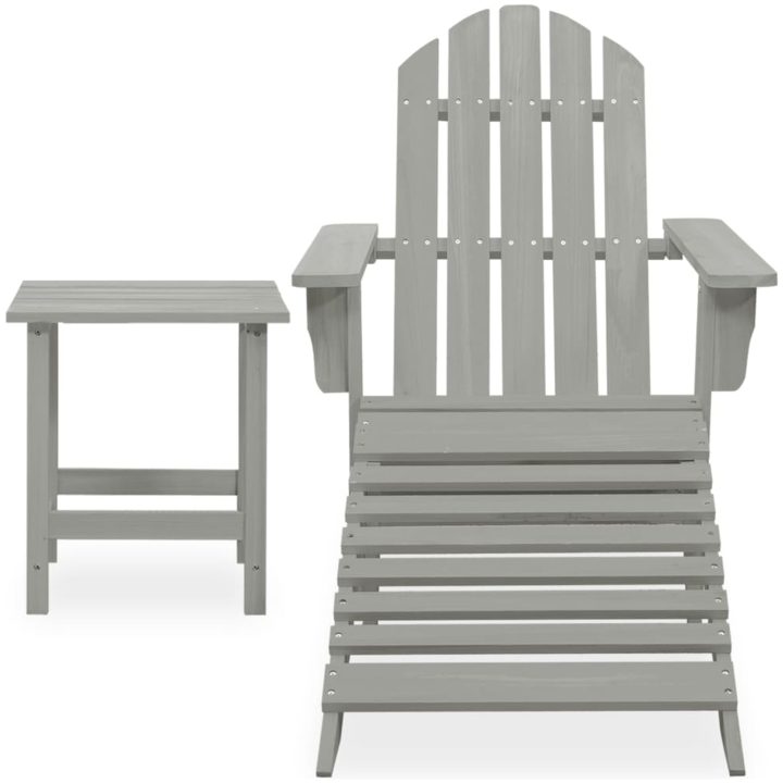Adirondackstol med fotpall och bord massivt granträ vidaXL – bild 2