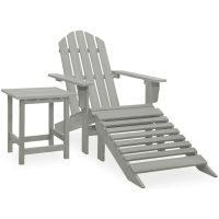 Adirondackstol med fotpall och bord massivt granträ vidaXL