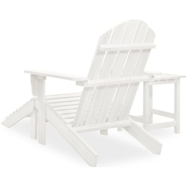 Adirondackstol med fotpall och bord massivt granträ vit vidaXL – bild 4