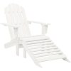Adirondackstol med fotpall och bord massivt granträ vit vidaXL – miniatyr 5