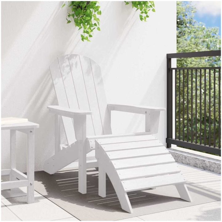 Adirondackstol med fotstöd Vit HDPE vidaXL 74 x 82 x 92 cm – bild 3