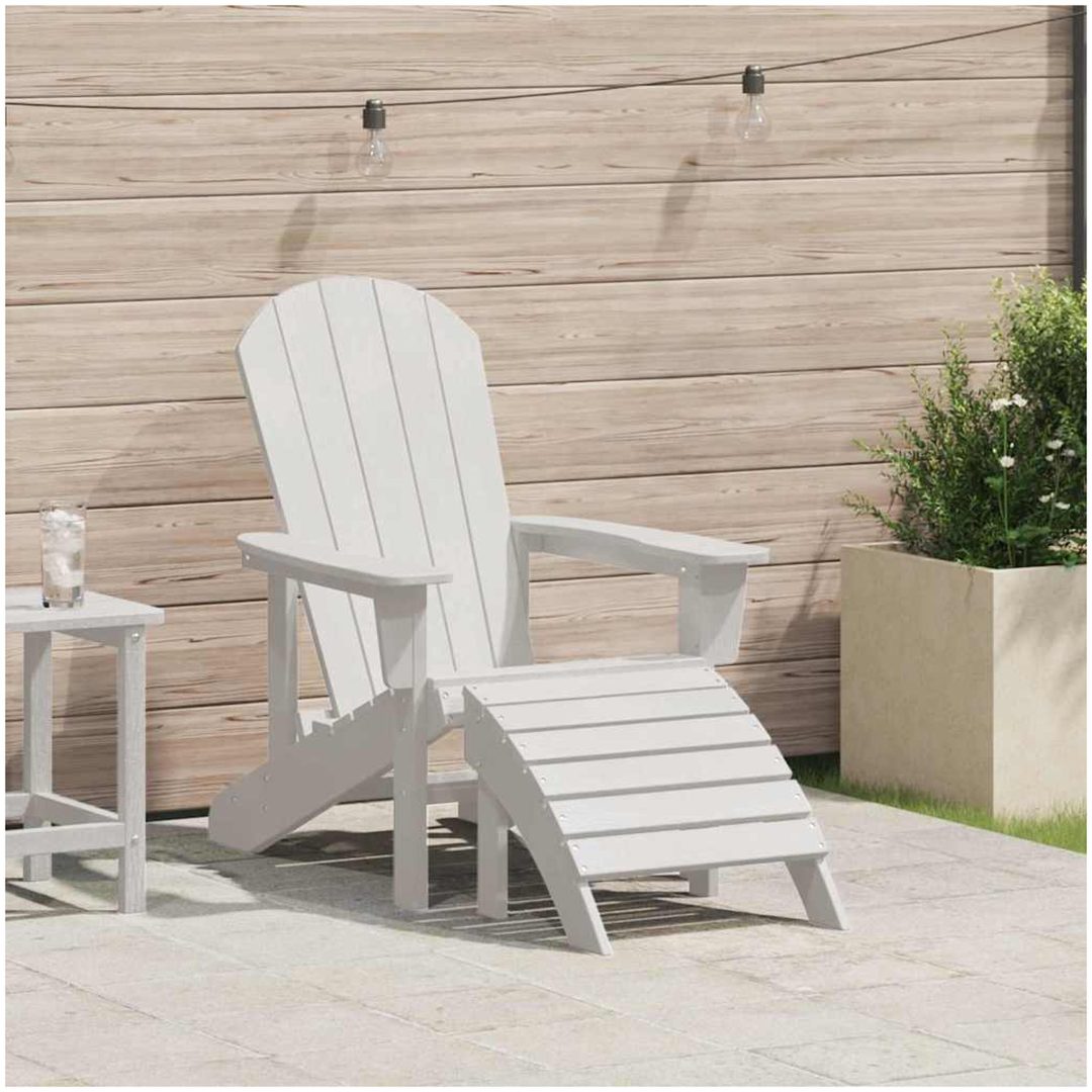 Adirondackstol med fotstöd Vit HDPE vidaXL 74 x 82 x 92 cm
