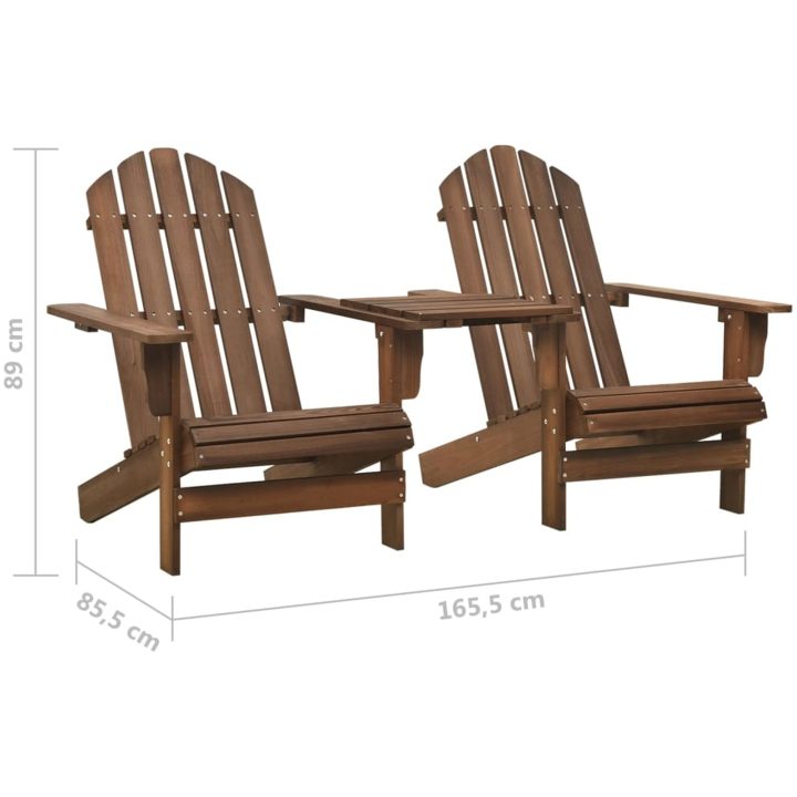 Adirondackstolar med bord massivt granträ brun vidaXL – bild 6