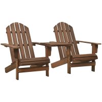 Adirondackstolar med bord massivt granträ brun vidaXL