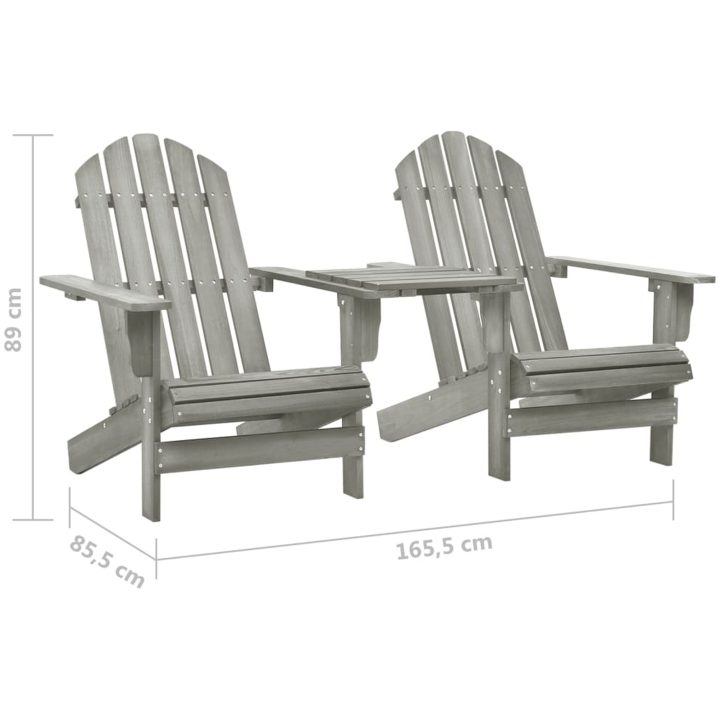 Adirondackstolar med bord massivt granträ grå vidaXL – bild 6