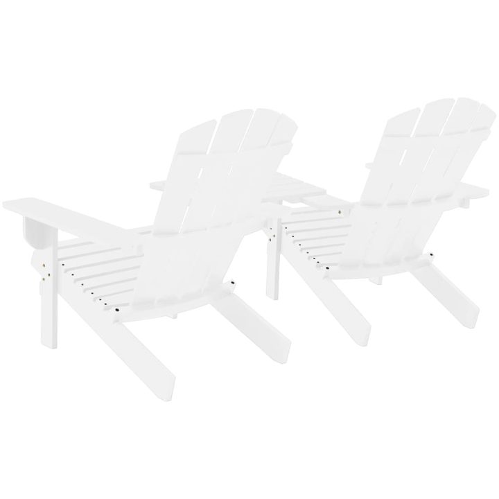 Adirondackstolar med bord massivt granträ vit vidaXL – bild 4