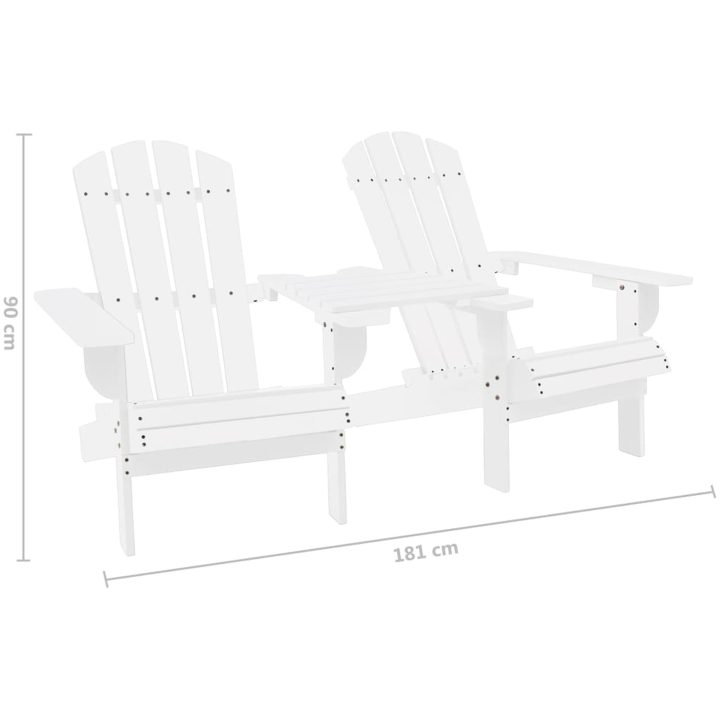 Adirondackstolar med bord massivt granträ vit vidaXL – bild 6