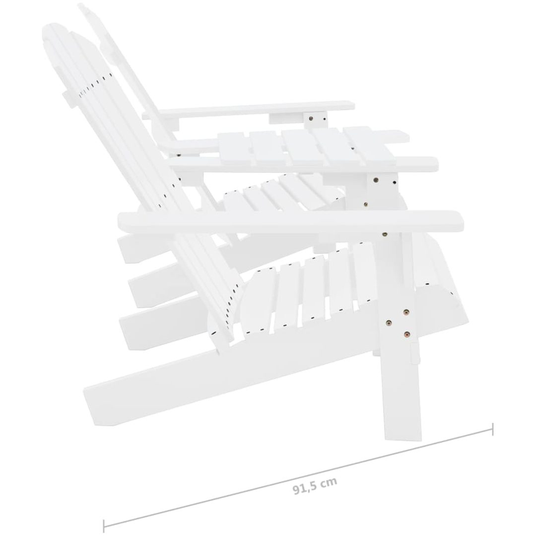 Adirondackstolar med bord massivt granträ vit vidaXL – bild 7