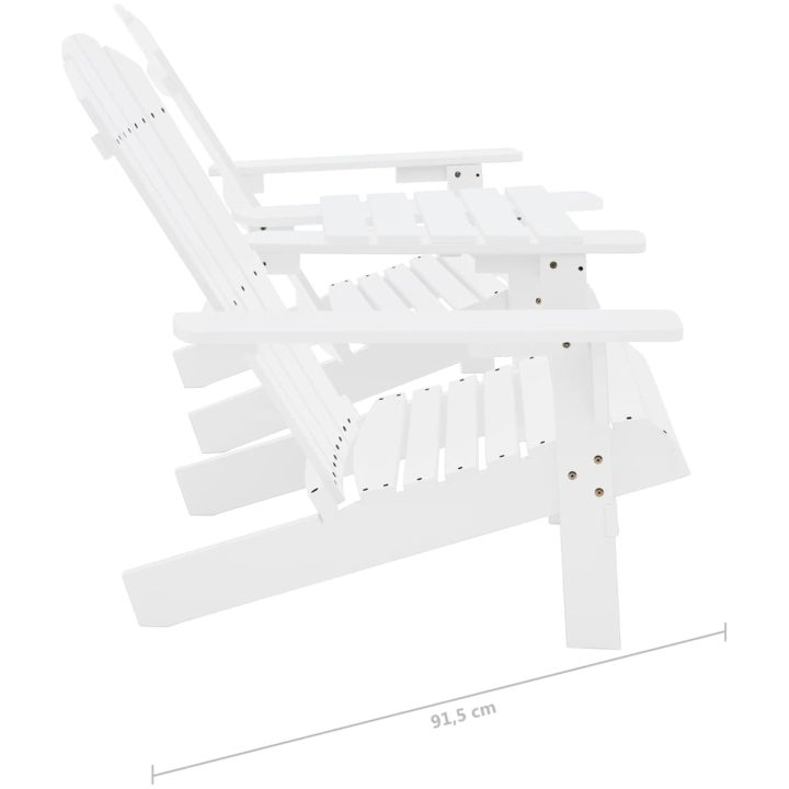 Adirondackstolar med bord massivt granträ vit vidaXL – bild 7