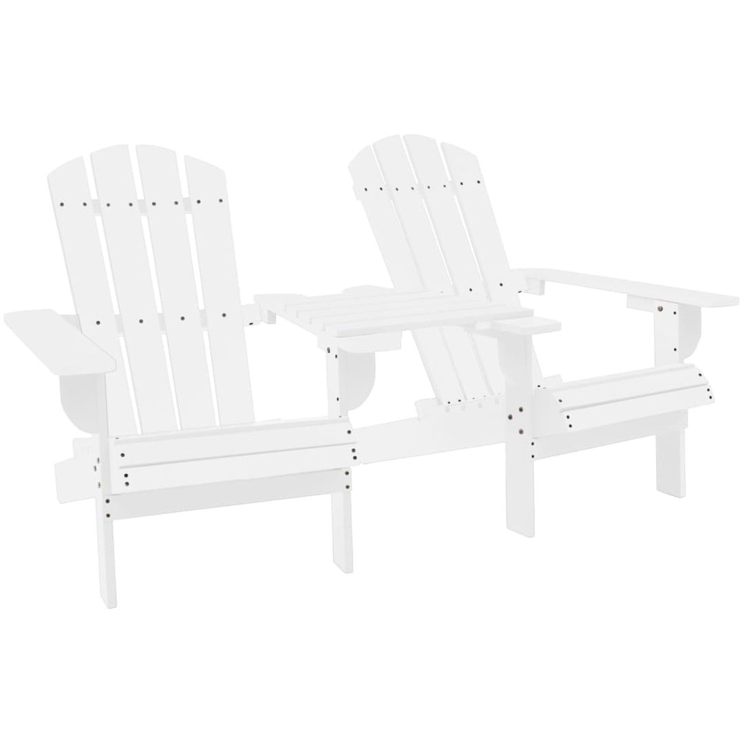 Adirondackstolar med bord massivt granträ vit vidaXL
