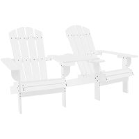 Adirondackstolar med bord massivt granträ vit vidaXL
