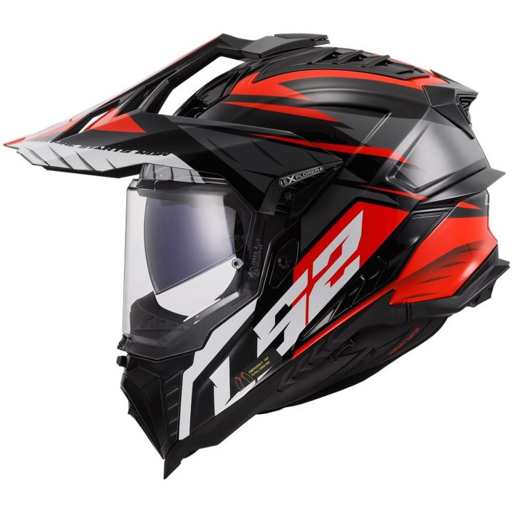 Adventurehjälm Mx701 Explorer Spire Svart/titangrå/röd LS2 Large – bild 2
