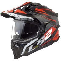 Adventurehjälm Mx701 Explorer Spire Svart/titangrå/röd LS2