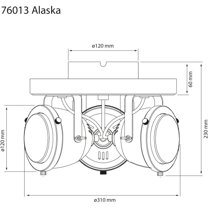 Alaska Takspot Rund, Järngrå/trä ANETA HOME Sockel GU10 Järngrå /Trä – bild 3