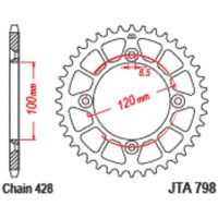 Aluminium Ultra-light Self-Cleaning Rear Sprocket 798-520 JT SPROCKETS