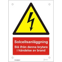 Aluminiumskylt Solcellsanläggning DC-brytare MALMBERGS