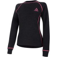 AMOQ 100% Merino Dam Underställ Tröja Grå/Rosa, S