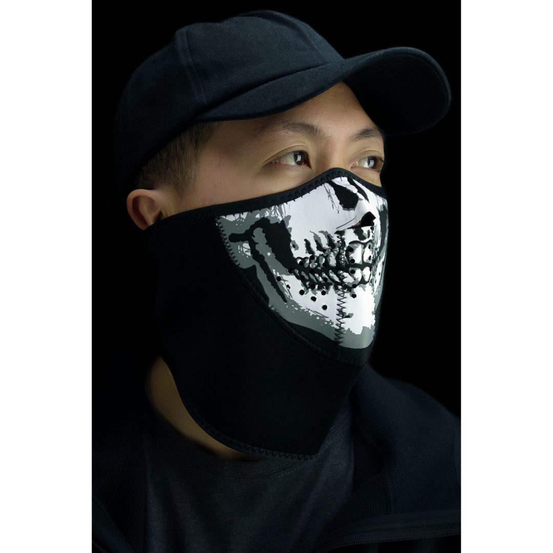 Ansiktsmask Halv 3 PANEL SKULL Svart/Vit Zan Headgear Ansiktsmask – bild 2