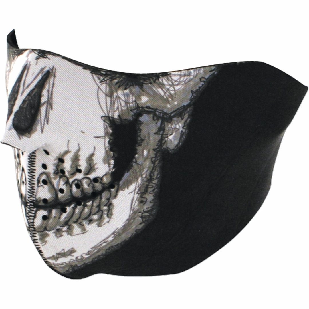 Ansiktsmask Halv Skull Svart Zan Headgear Ansiktsmask