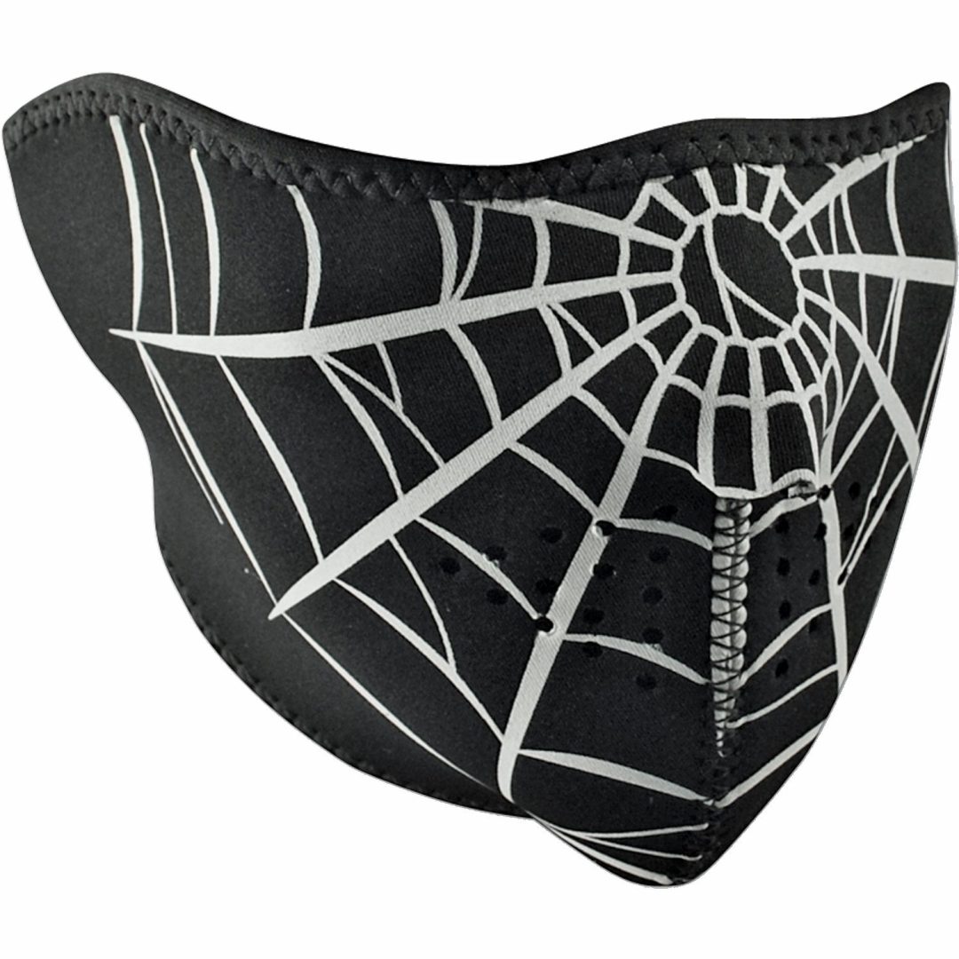 Ansiktsmask Halv SPIDER WEB Svart/Silver Zan Headgear Ansiktsmask