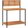 Arbetsbord för trädgården 90x50x110 cm massiv akacia och stål vidaXL – miniatyr 2