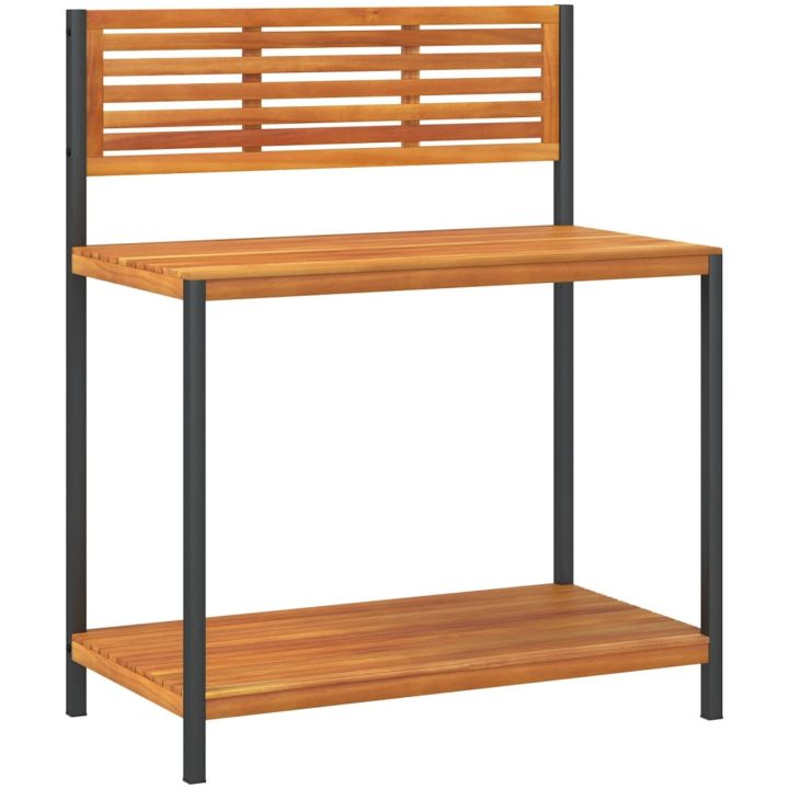 Arbetsbord för trädgården 90x50x110 cm massiv akacia och stål vidaXL – bild 2