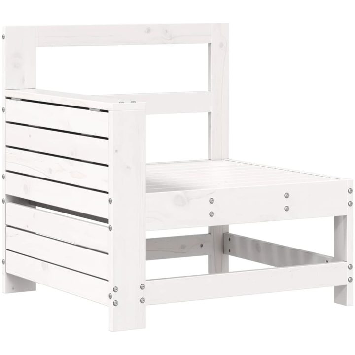 Armstödssoffa med sidobord vit massiv furu vidaXL – bild 2
