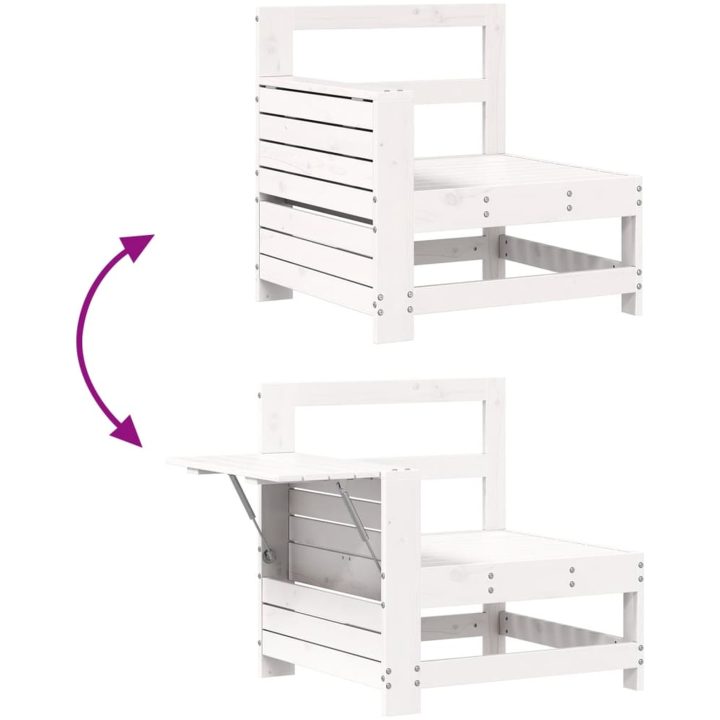 Armstödssoffa med sidobord vit massiv furu vidaXL – bild 7