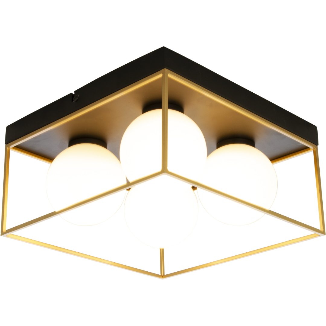 Astro Plafond Liten, Svart/guld/opal ANETA HOME Sockel G9
