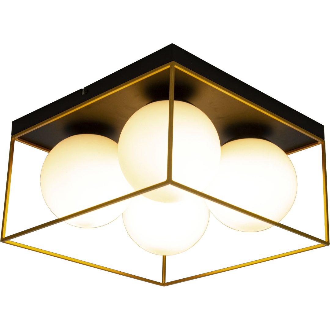 Astro Plafond Stor, Svart/guld/opal ANETA HOME Sockel E27 Svart /Guld /Opalvit